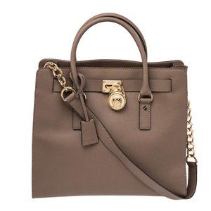 Michael Kors Beige Leather Large Hamilton North South Tote